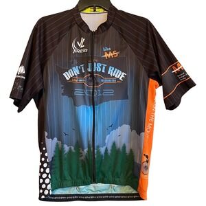 JL Velo Cycling Jersey Mens XXL Black Full Zip 2012 Workout Bicycle Active